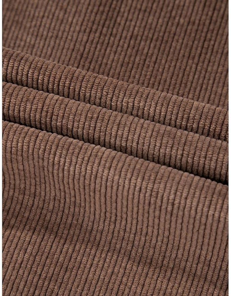 Chestnut Corduroy Flap Pocket Button Up Shacket