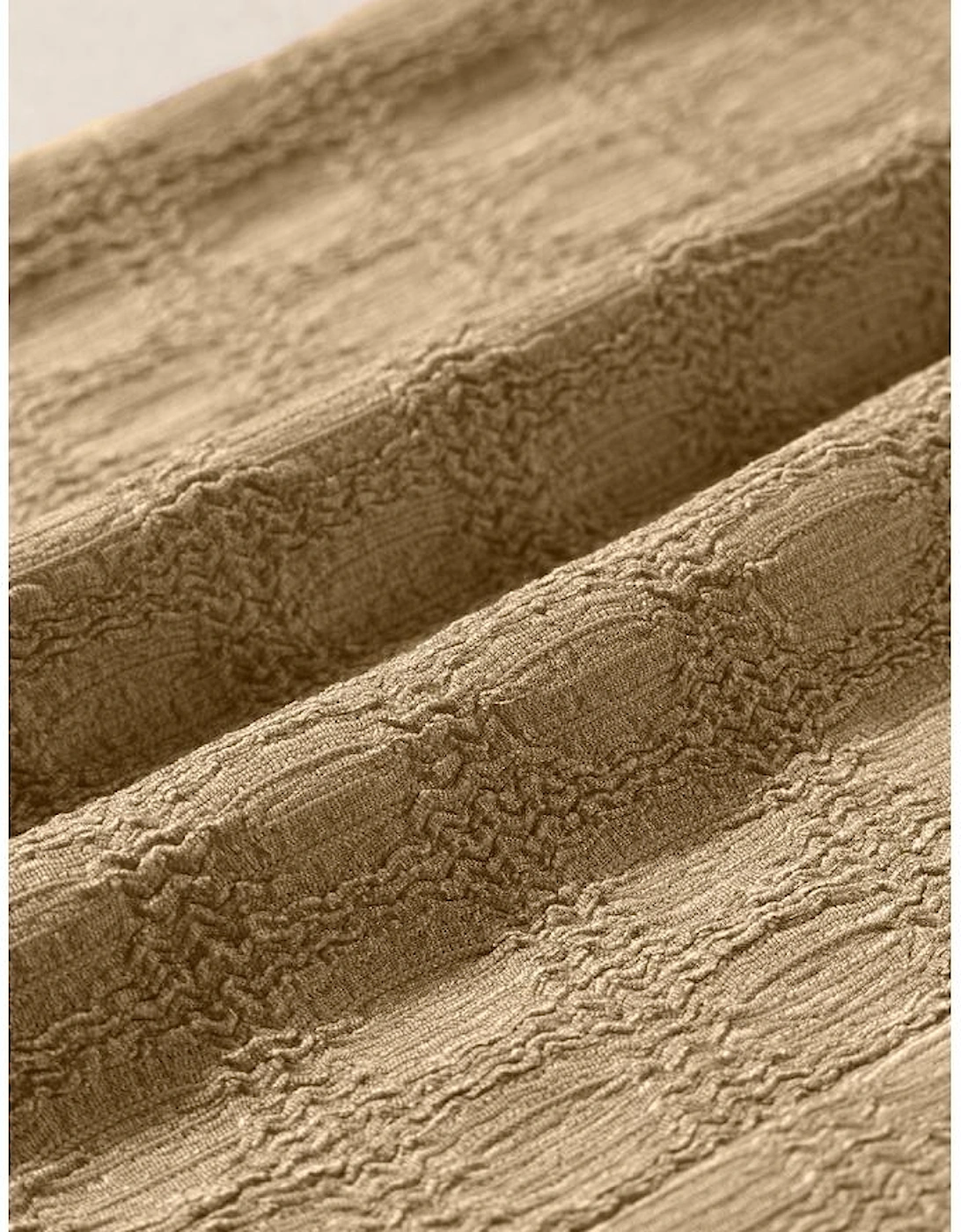 Light French Beige Lattice Textured Split Neck Tank Top