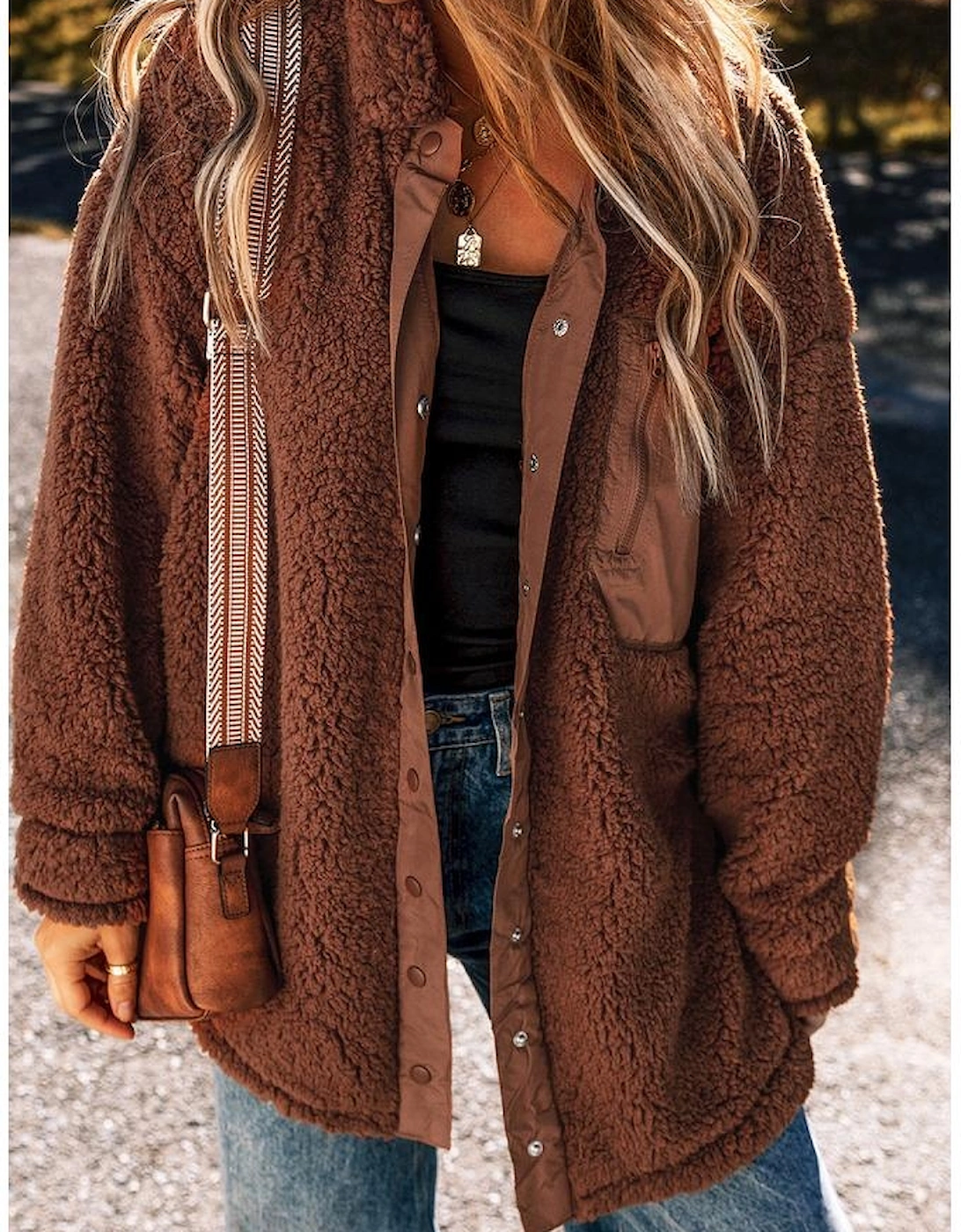 Red Clay Faux Shearling Teddy Bear Jacket