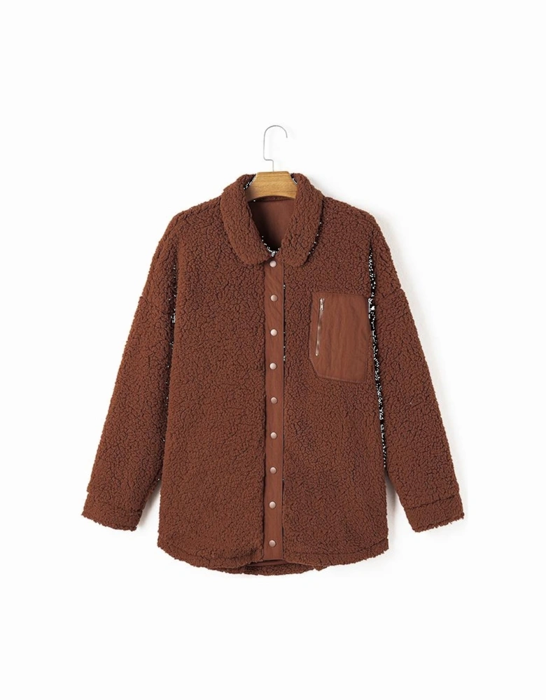 Red Clay Faux Shearling Teddy Bear Jacket