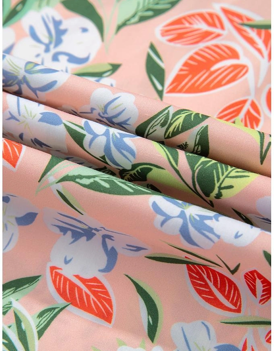 Apricot Pink Floral Smocked Bust Bubble Short Sleeve Maxi Dress