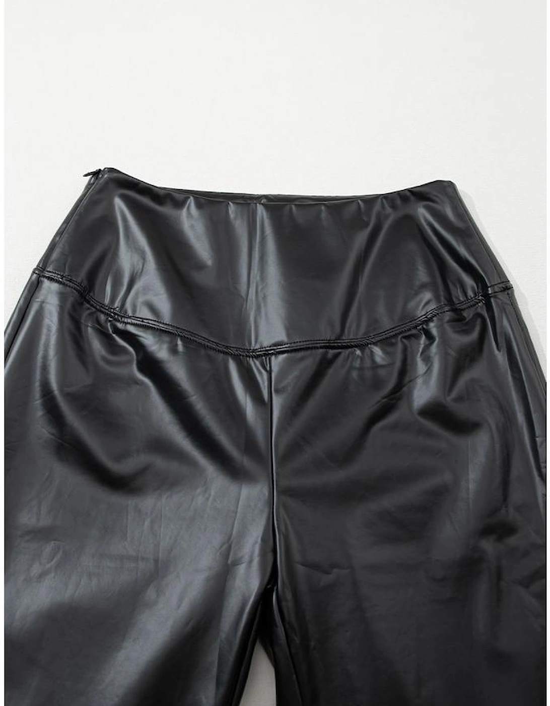Black Faux Leather Zipped Detail Leggings