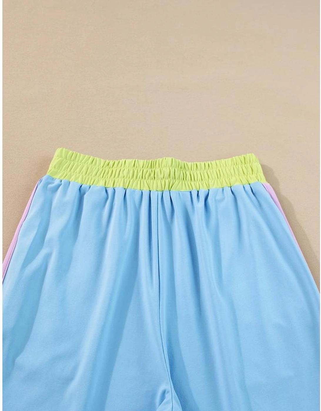 Sky Blue Color Block Detail Casual Two-piece Outfit