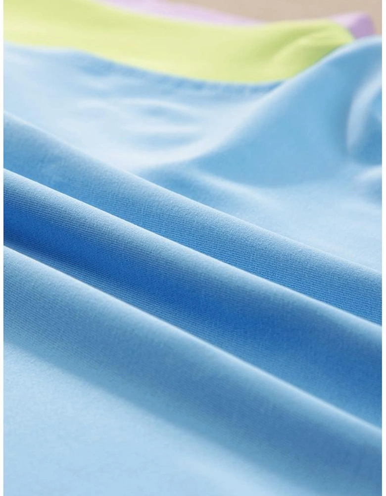 Sky Blue Color Block Detail Casual Two-piece Outfit