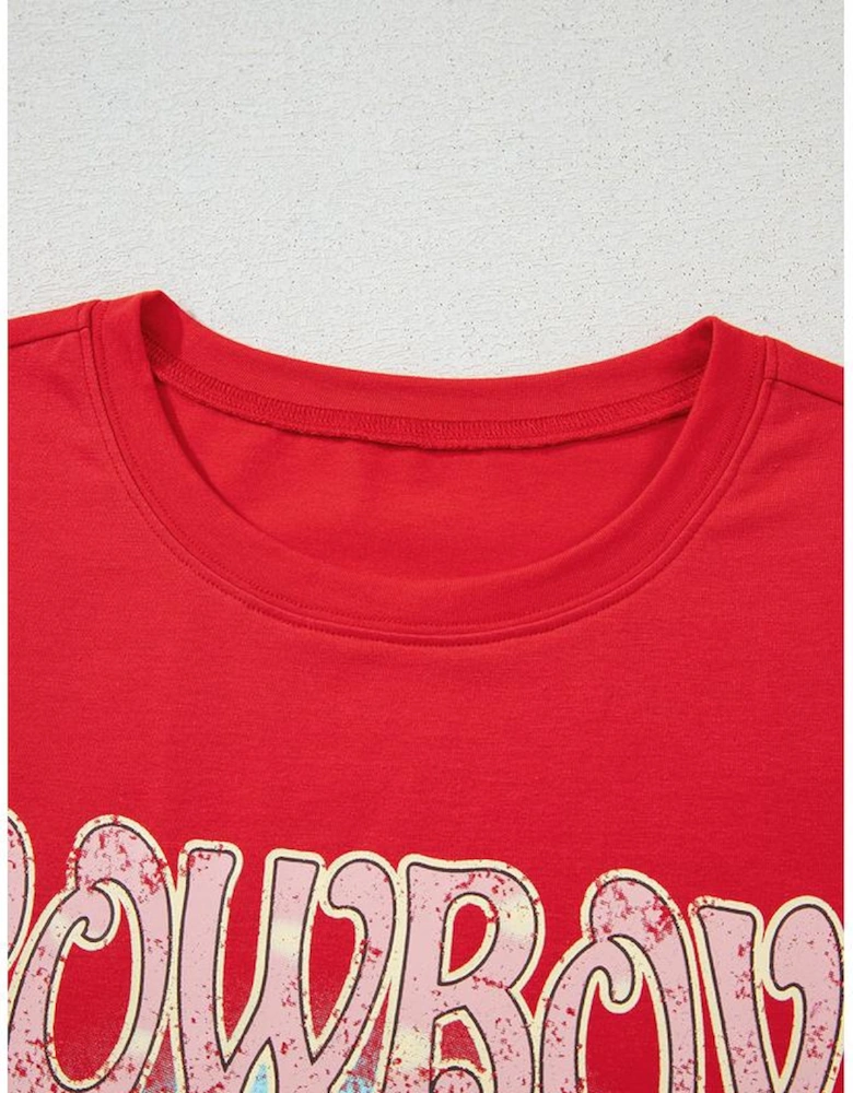 Tomato Red COWBOY Take Me Away Graphic Western Loose Tee