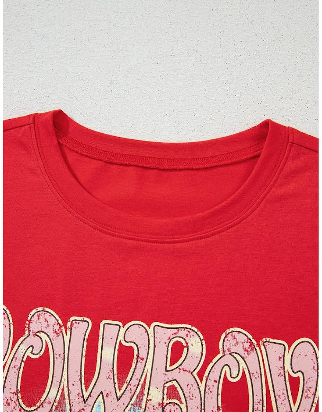 Tomato Red COWBOY Take Me Away Graphic Western Loose Tee