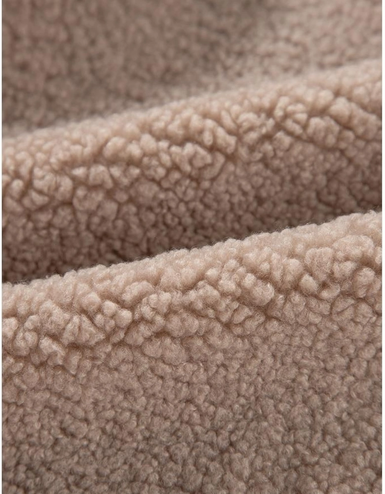 Light French Beige Zipper Pocketed Winter Fuzzy Jacket