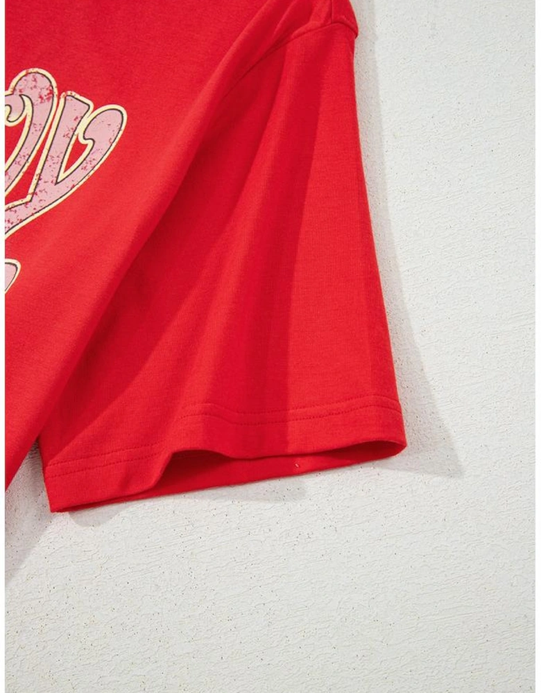 Tomato Red COWBOY Take Me Away Graphic Western Loose Tee