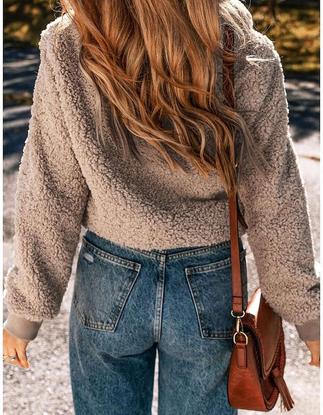 Light French Beige Zipper Pocketed Winter Fuzzy Jacket