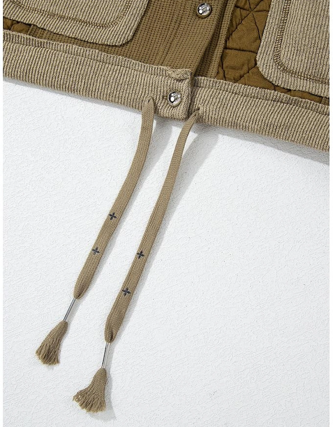 Jungle Green Quilted Textured Patchwork Loose Fit Hooded Jacket