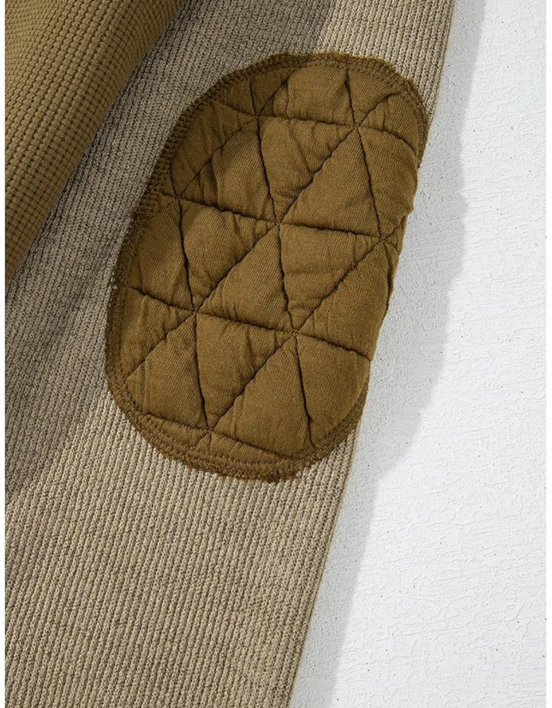 Jungle Green Quilted Textured Patchwork Loose Fit Hooded Jacket