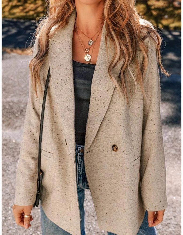 Oatmeal Single Breasted Elegant Suit Jacket