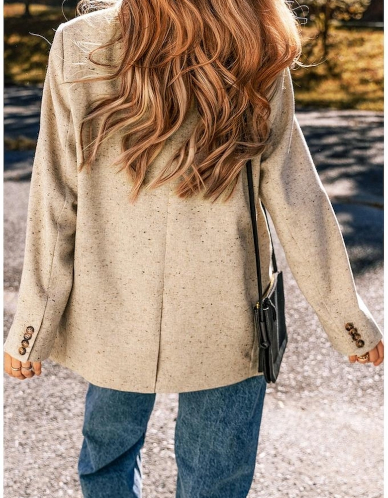 Oatmeal Single Breasted Elegant Suit Jacket