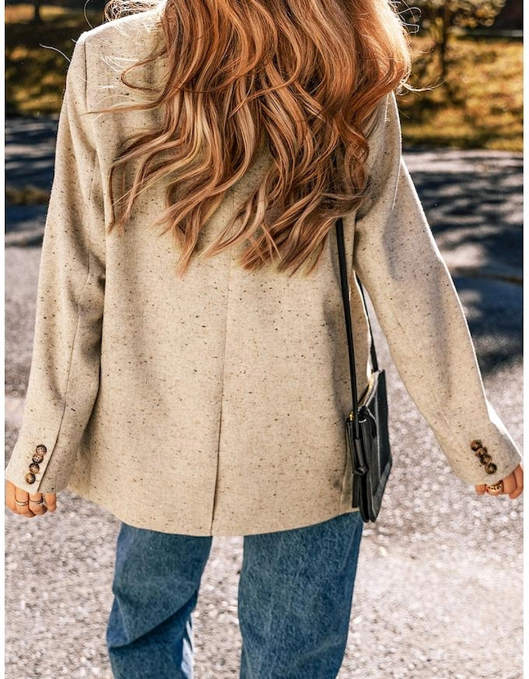 Oatmeal Single Breasted Elegant Suit Jacket