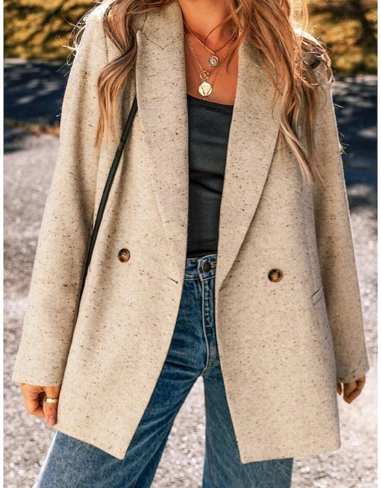 Oatmeal Single Breasted Elegant Suit Jacket