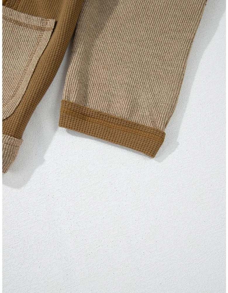 Jungle Green Quilted Textured Patchwork Loose Fit Hooded Jacket