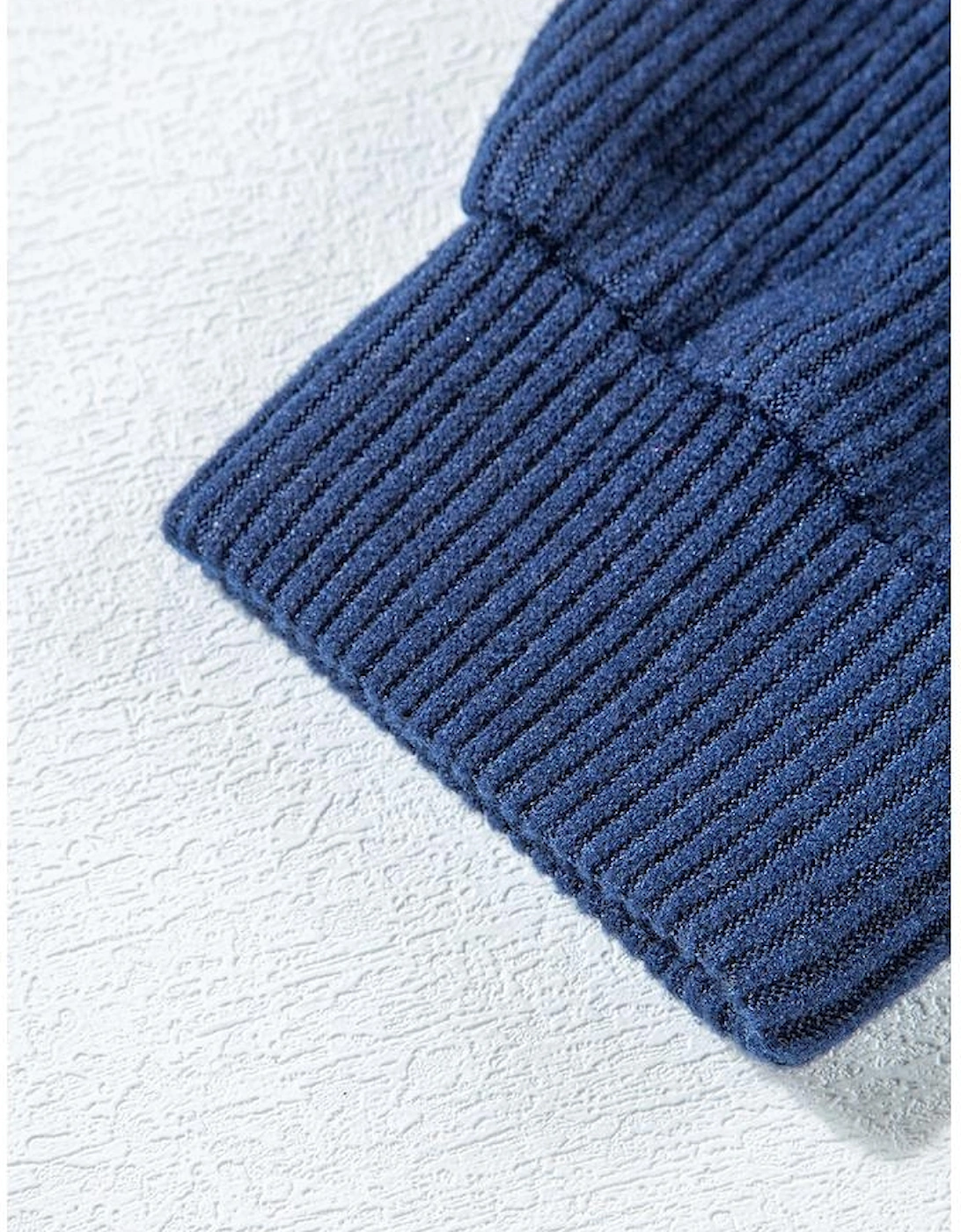 Navy Blue Ribbed Knit Cropped Hoodie and Drawstring Joggers Set