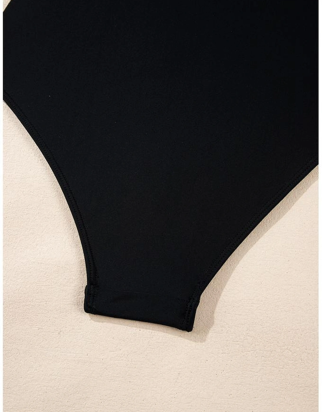 Black Colorblock Edge Belted One Piece Swimsuit