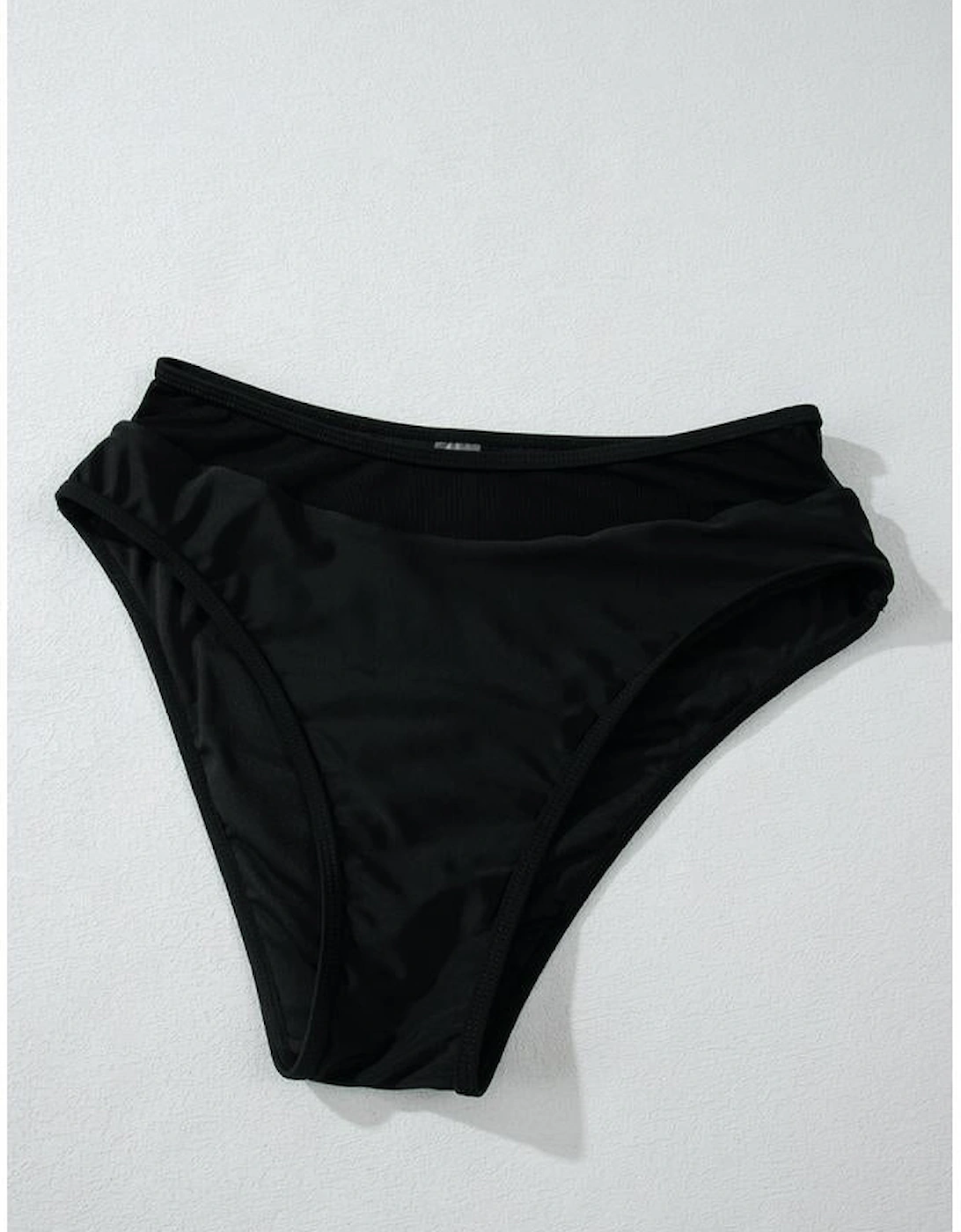 Black Sheer Mesh Edged Halter V Neck Push Up Bikini