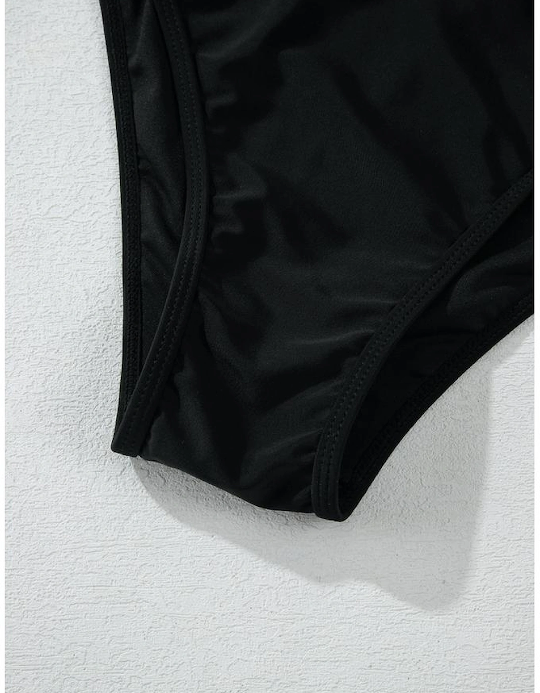 Black Sheer Mesh Edged Halter V Neck Push Up Bikini