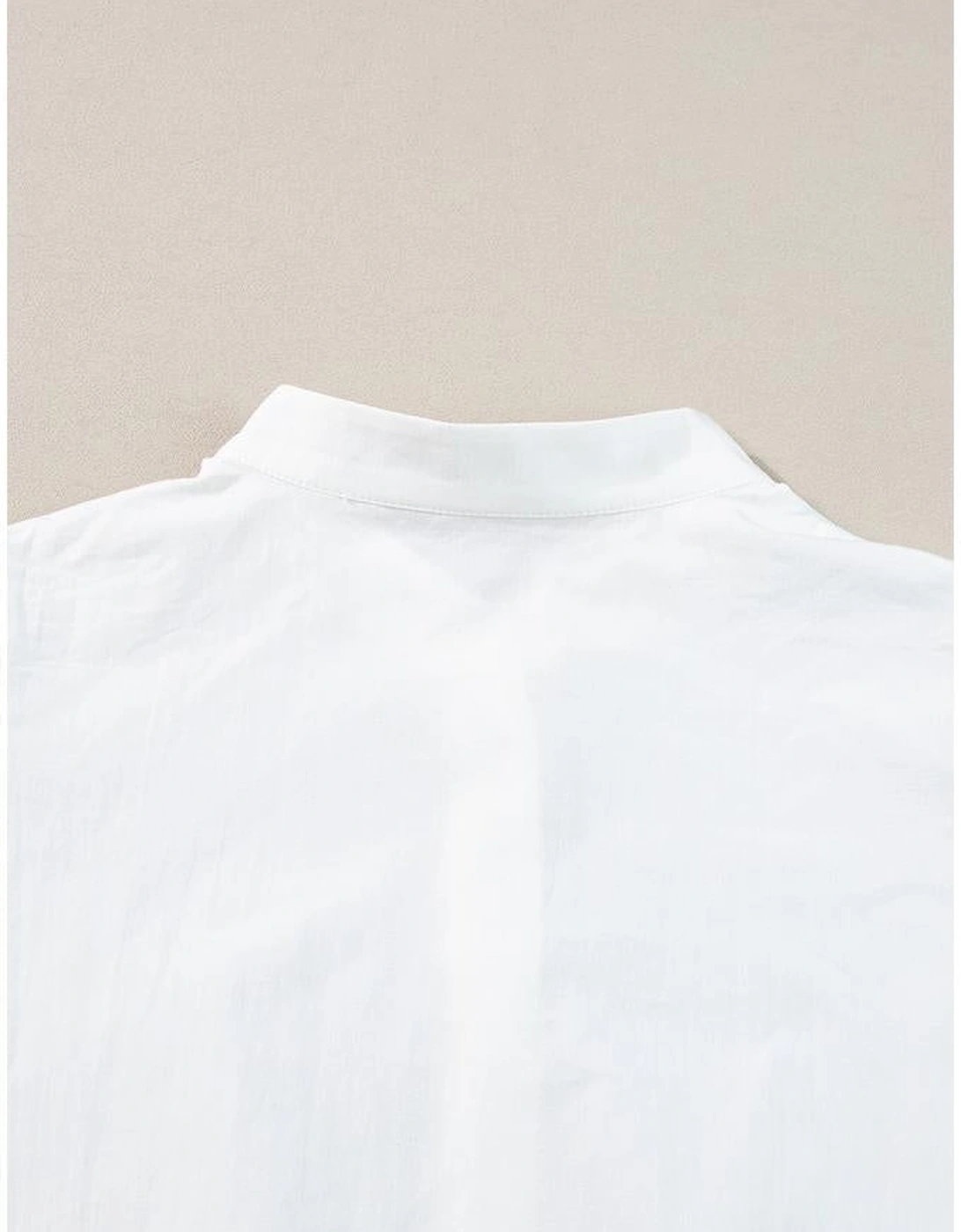 White Colorblock Rickrack Trim Short Sleeve Drawstring Waist Long Dress