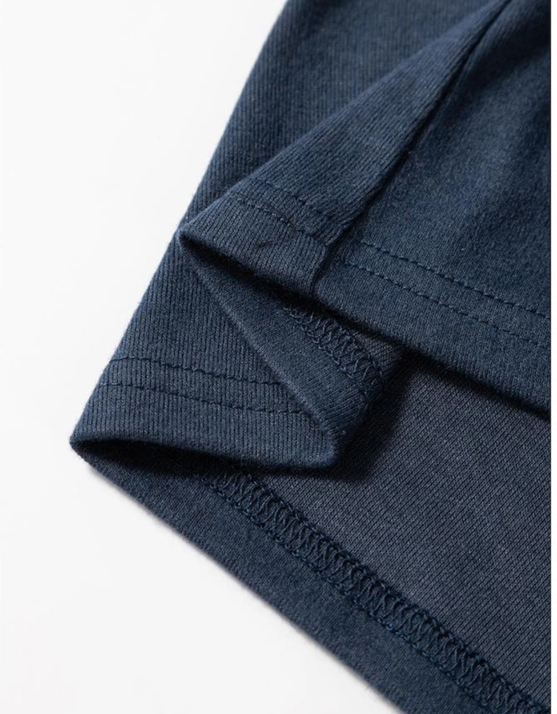 Dirty blue Notch V Neck Pocket Patched Long Sleeve T Shirt