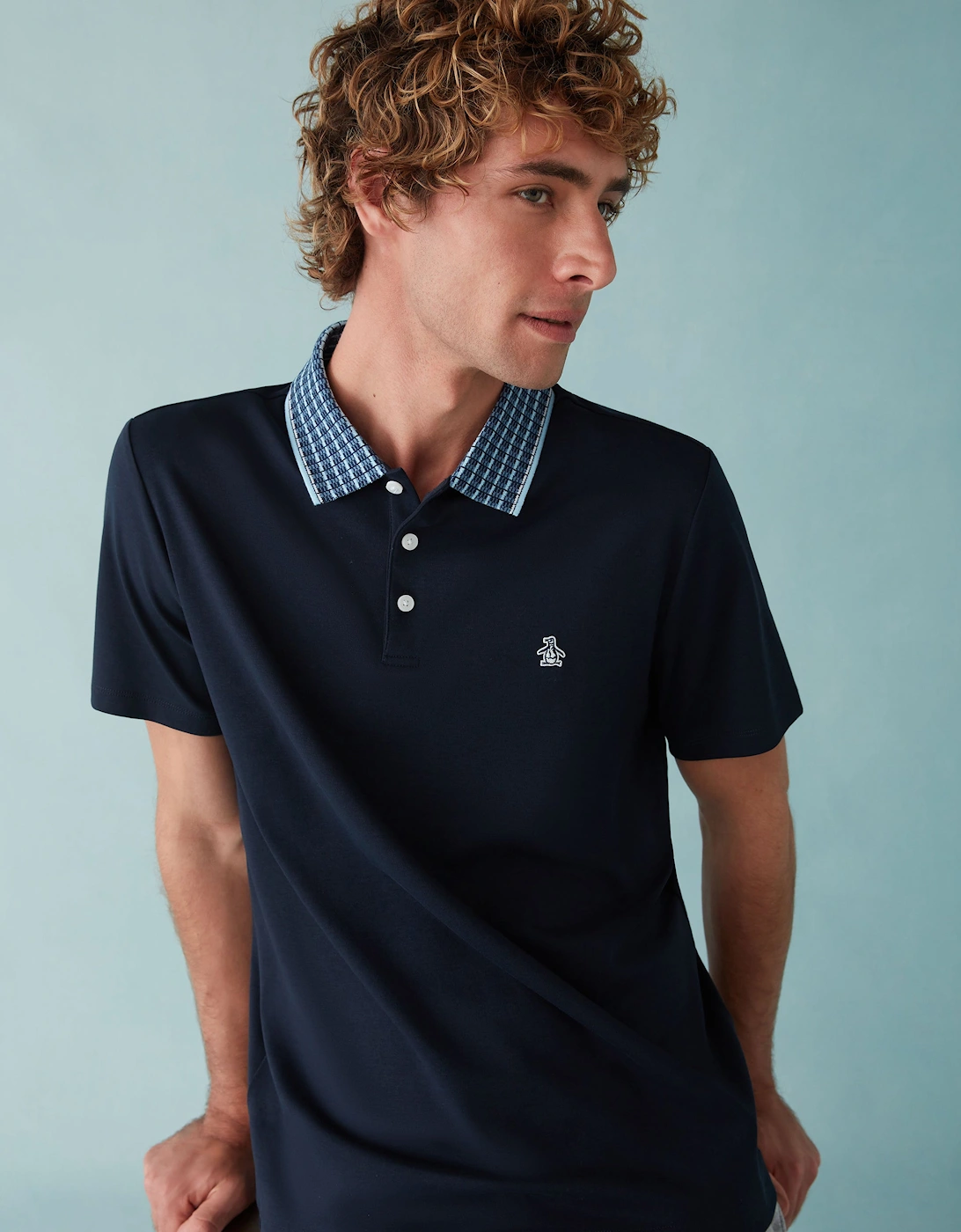 Penguin Jacquard collar Polo Shirt DARK SAPPHIRE