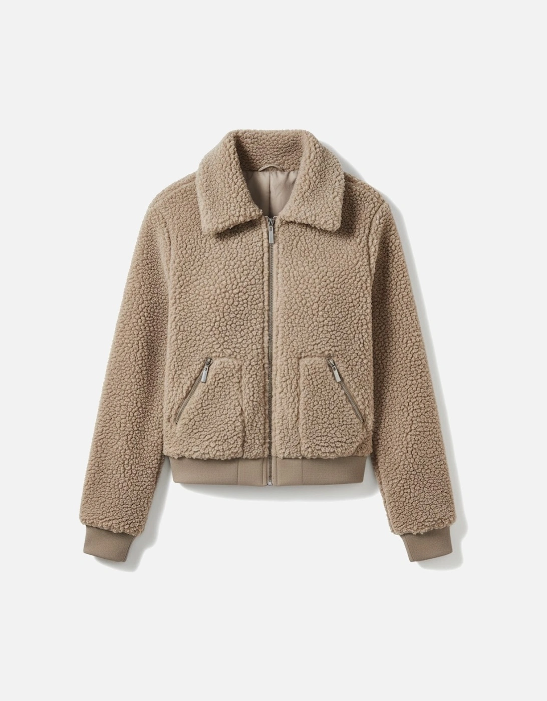 Light French Beige Zipper Pocketed Winter Fuzzy Jacket, 17 of 16