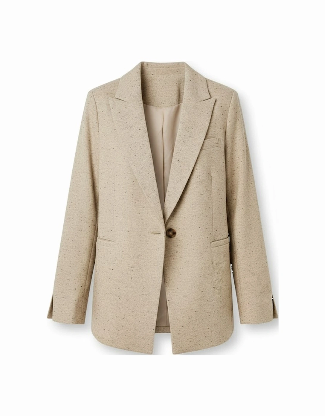 Oatmeal Single Breasted Elegant Suit Jacket, 15 of 14
