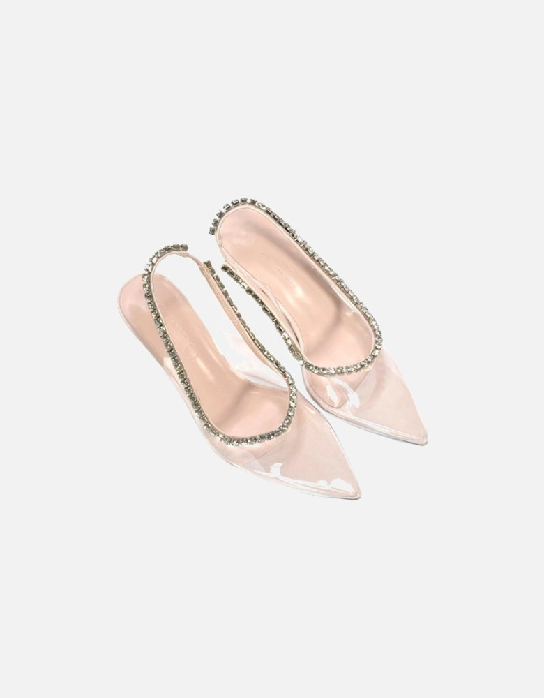 Womens/Ladies Beryl Patent Rhinestone High Heel Court Shoes