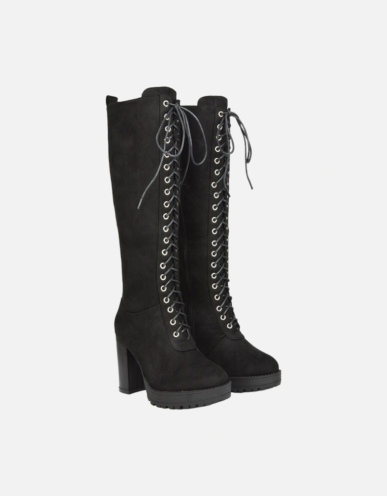 Womens/Ladies Ruthie Suedette Platform Knee-High Boots