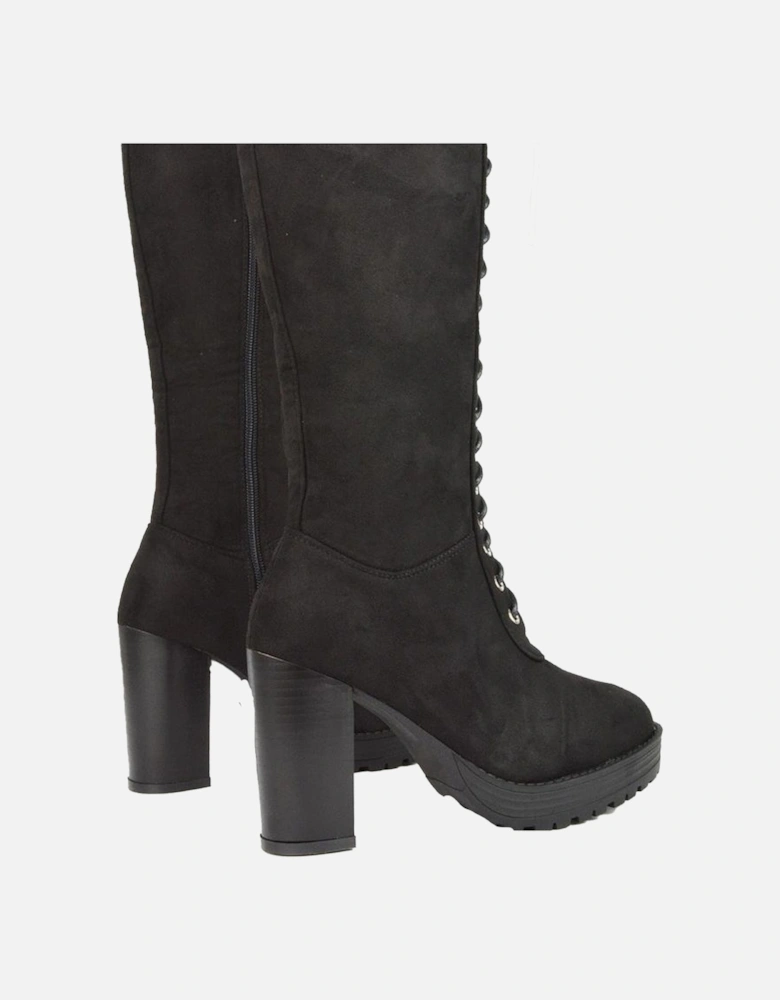 Womens/Ladies Ruthie Suedette Platform Knee-High Boots