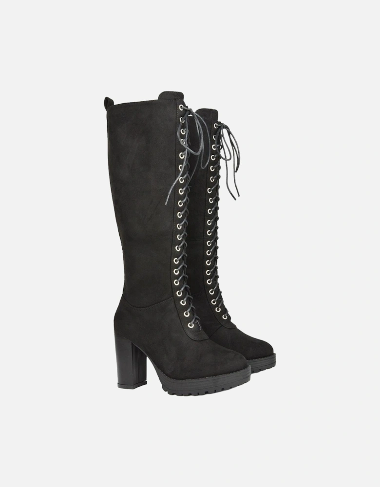 Womens/Ladies Ruthie Suedette Platform Knee-High Boots