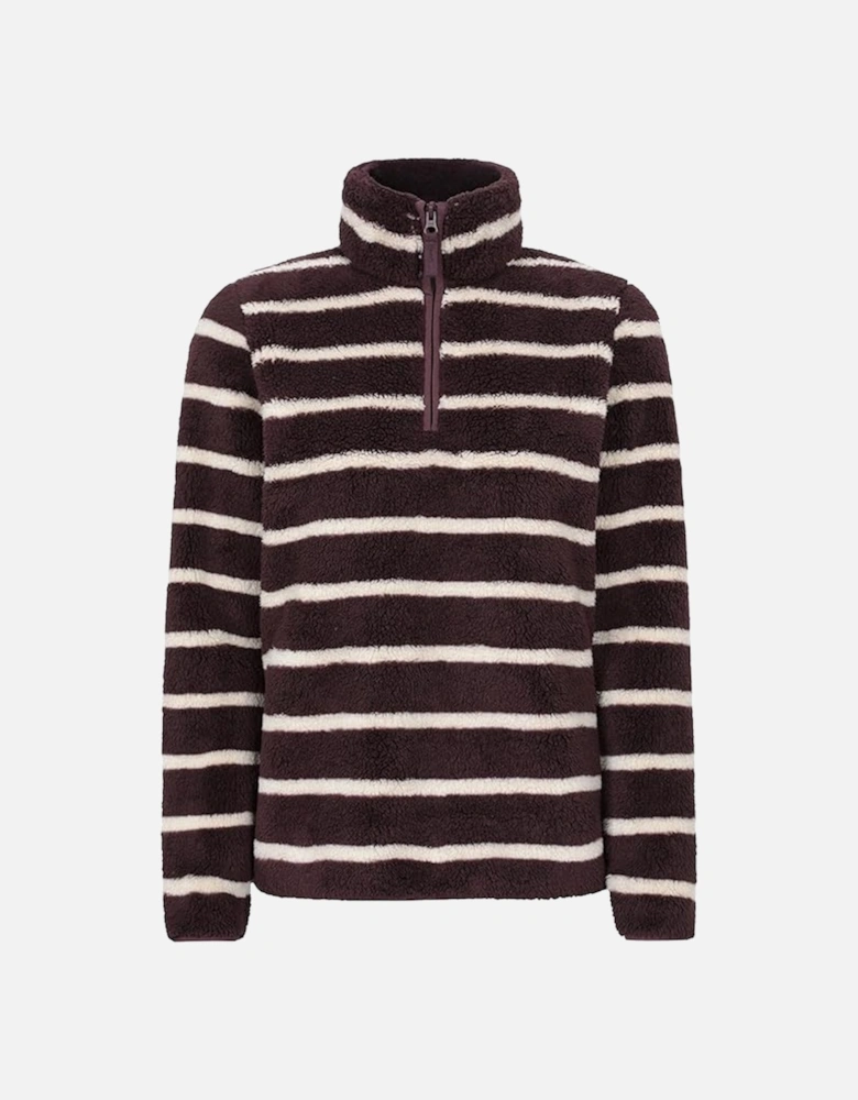 Womens/Ladies Teddy Striped Quarter Zip Fleece Top