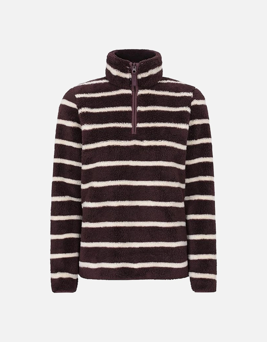 Womens/Ladies Teddy Striped Quarter Zip Fleece Top, 5 of 4