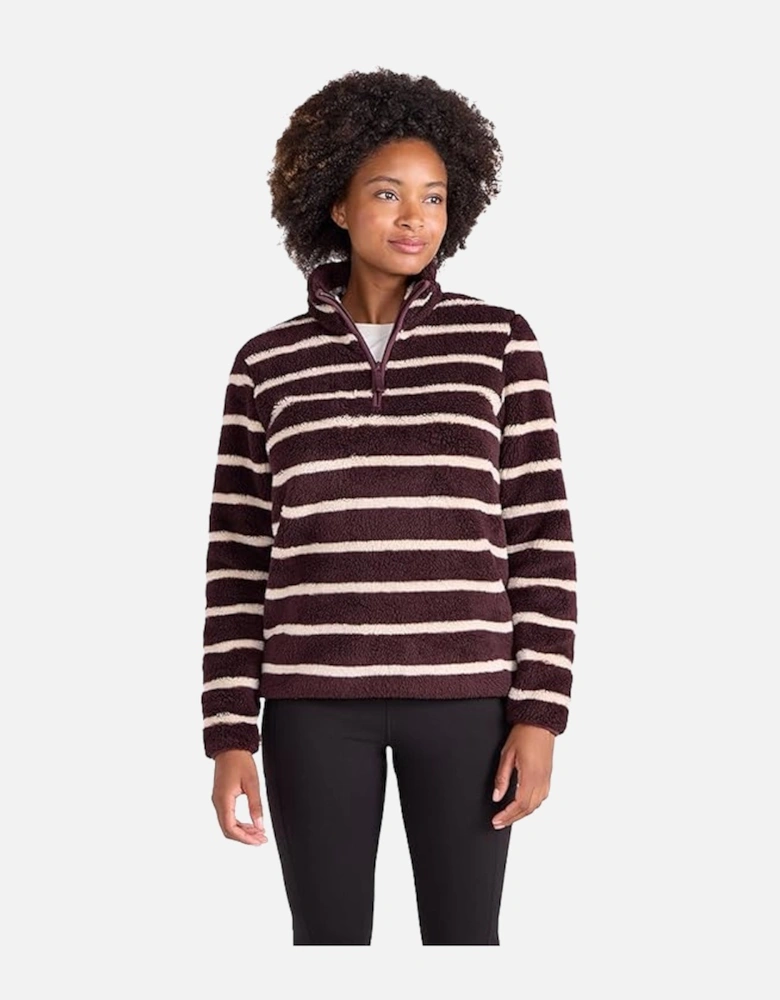 Womens/Ladies Teddy Striped Quarter Zip Fleece Top