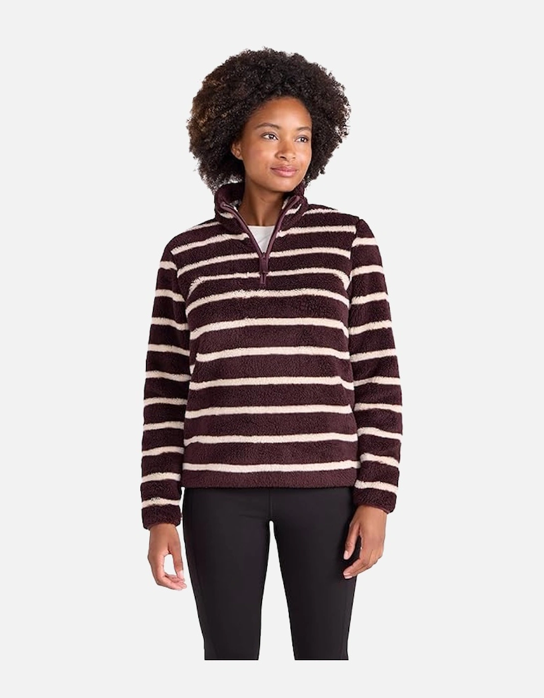 Womens/Ladies Teddy Striped Quarter Zip Fleece Top