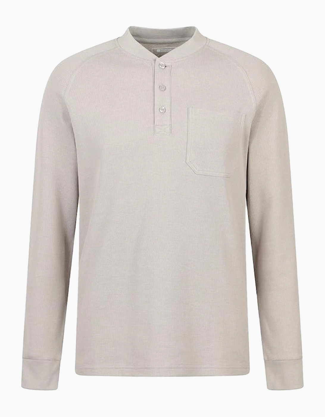 Men's Mountain Warehouse Mens Selby Waffle Henley Long-Sleeved T-Shirt - Cream - Size: XS