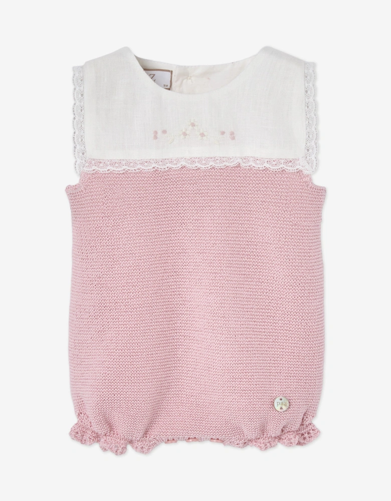 Baby Girls Cotton Knit Romper in Pink