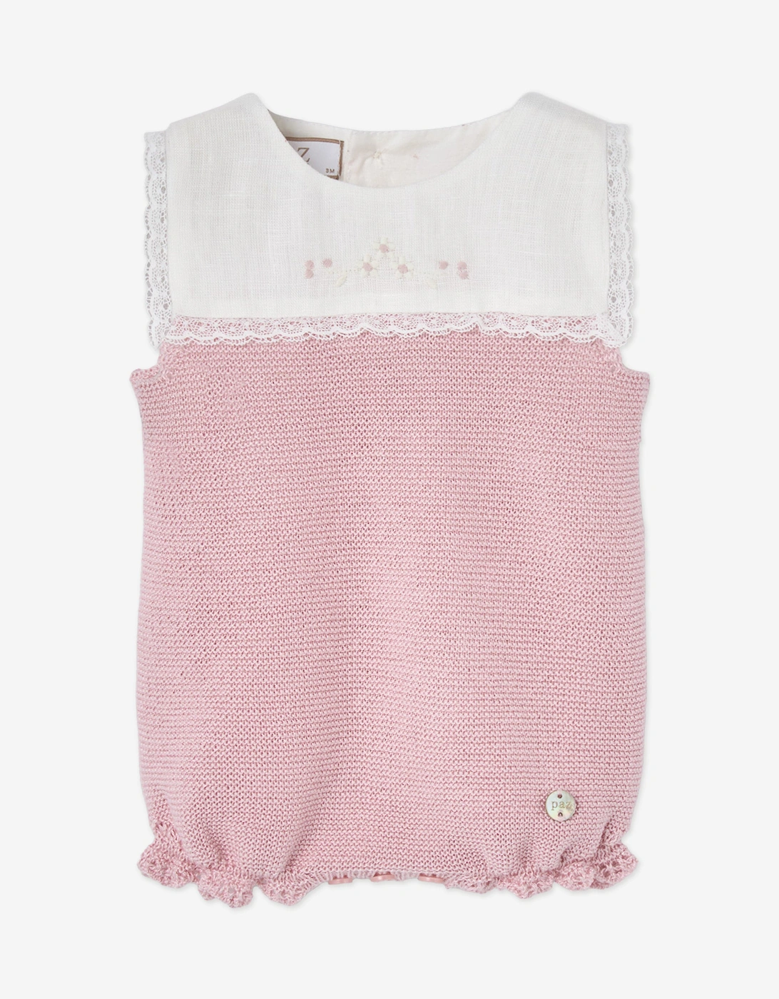 Baby Girls Cotton Knit Romper in Pink, 5 of 4