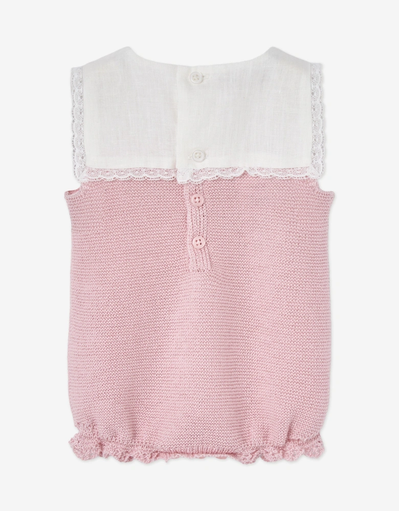 Baby Girls Cotton Knit Romper in Pink