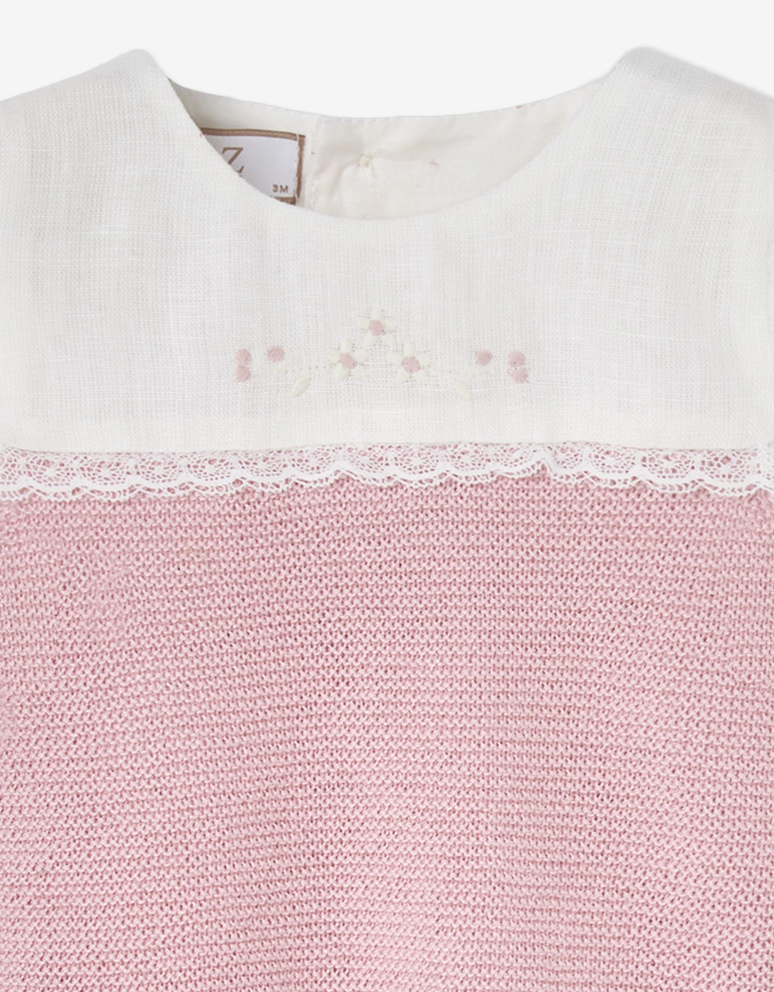 Baby Girls Cotton Knit Romper in Pink