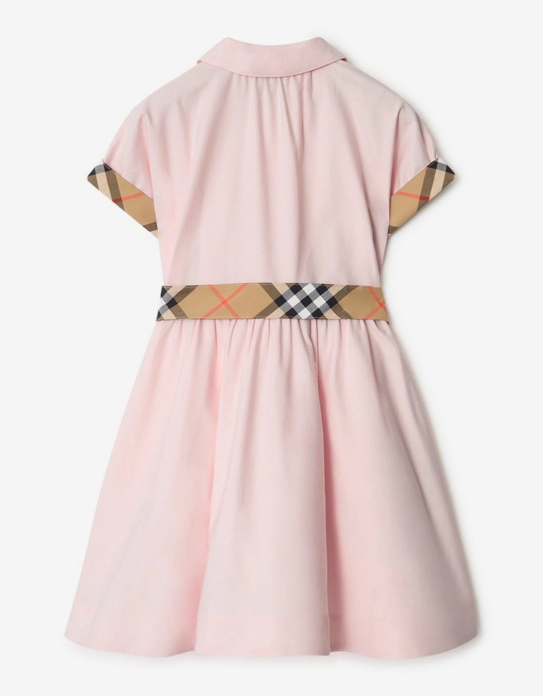 Girls Juliet Check Trim Shirt Dress in Pink