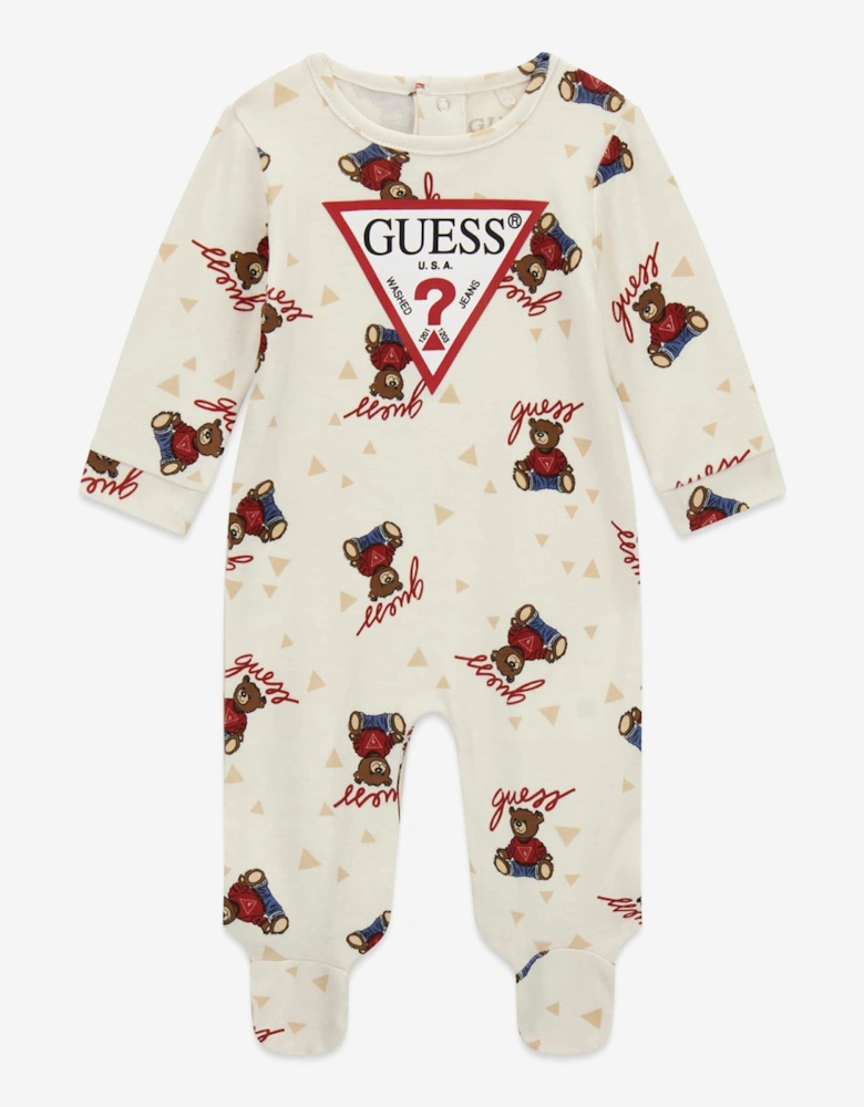 Baby Teddy Bear Babygrow in Ivory