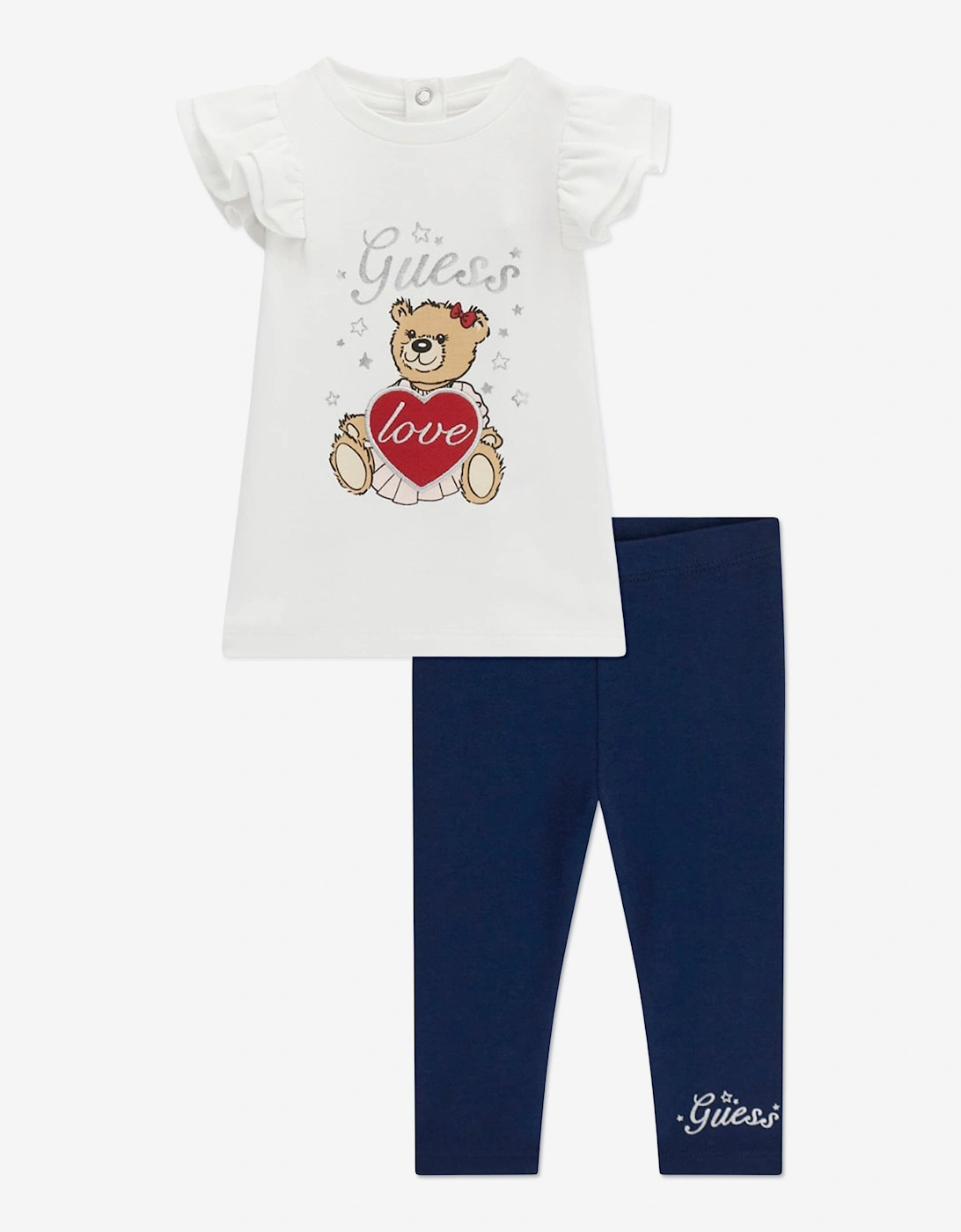 Baby Girls Teddy Bear Leggings Set in White, 5 of 4