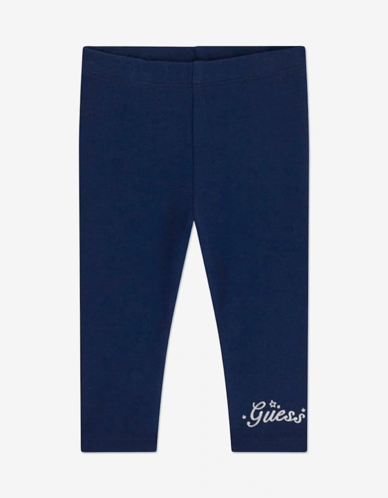 Baby Girls Teddy Bear Leggings Set in White