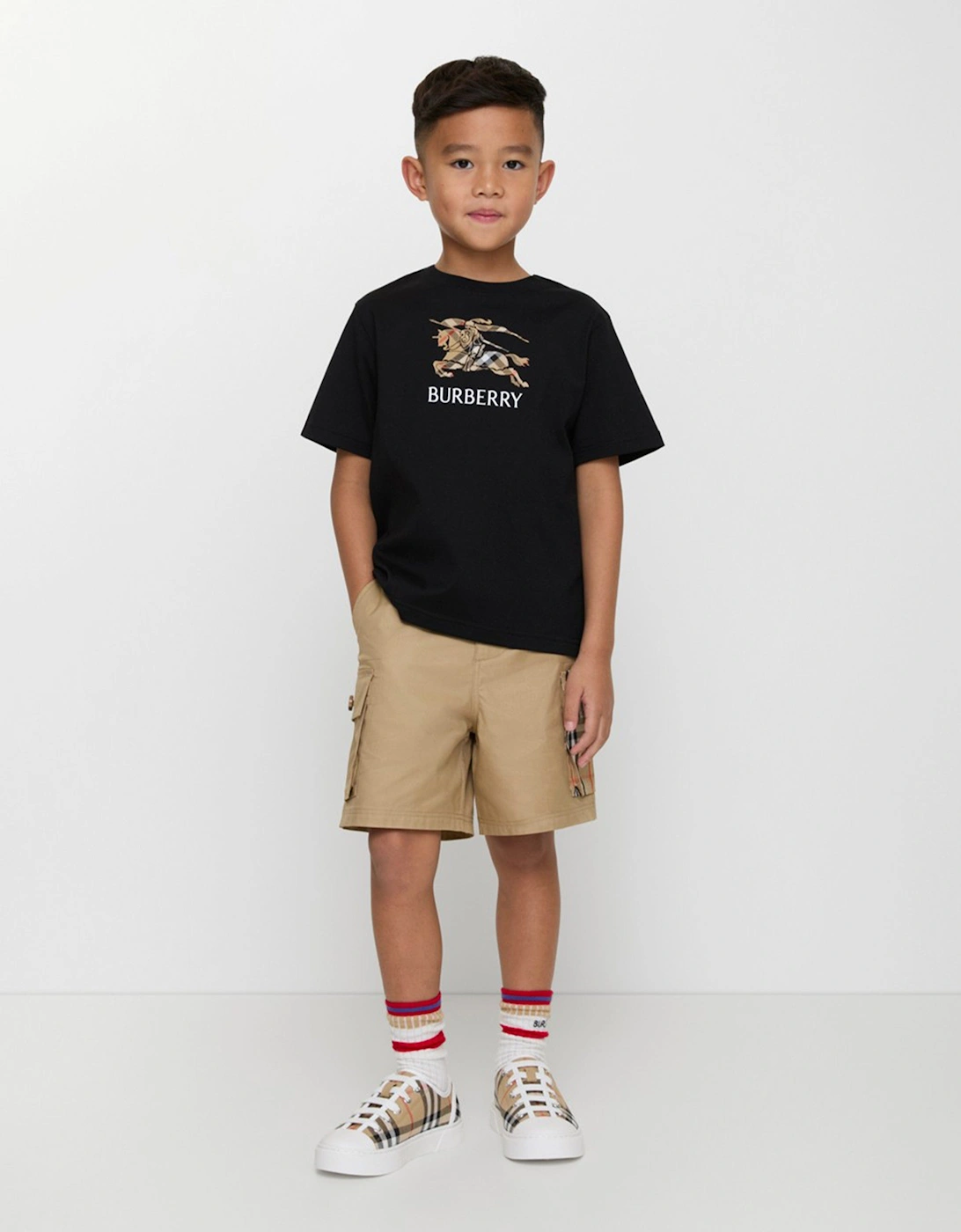 Boys Cedar Check EKD T-Shirt in Black