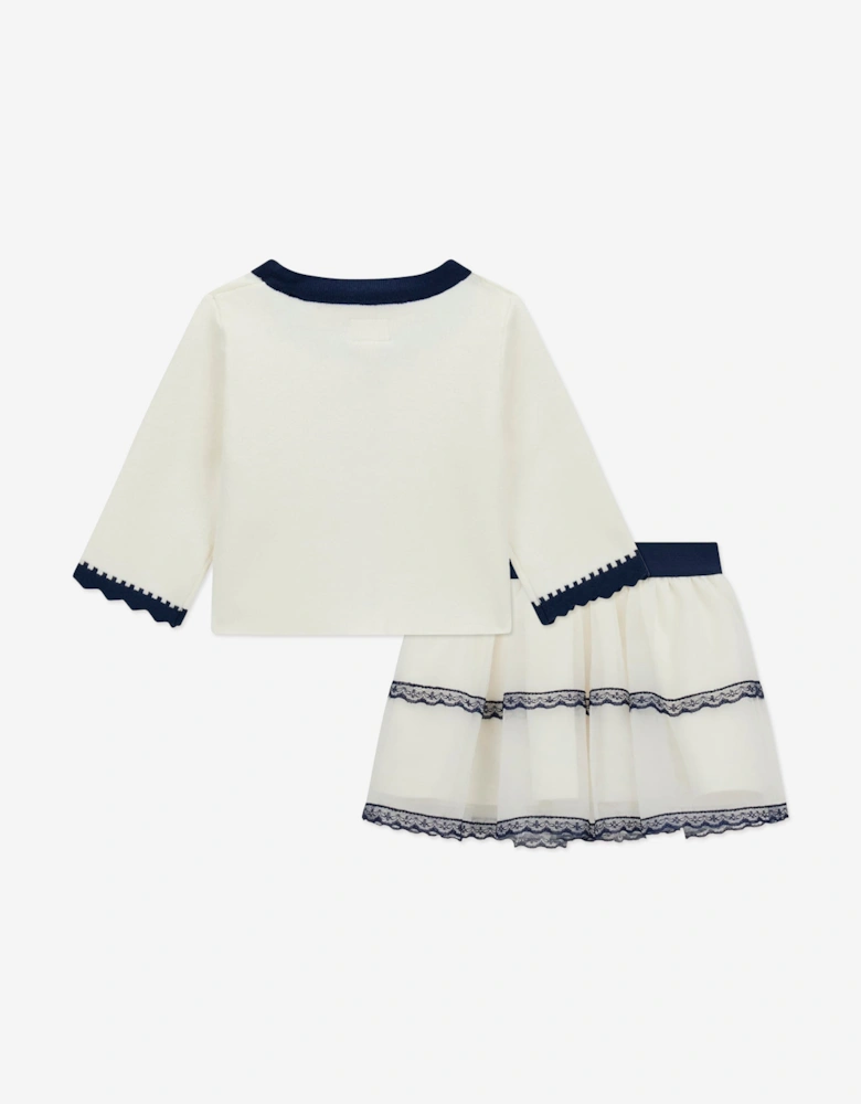 Baby Girls Cardigan and Tulle Skirt Set in Ivory