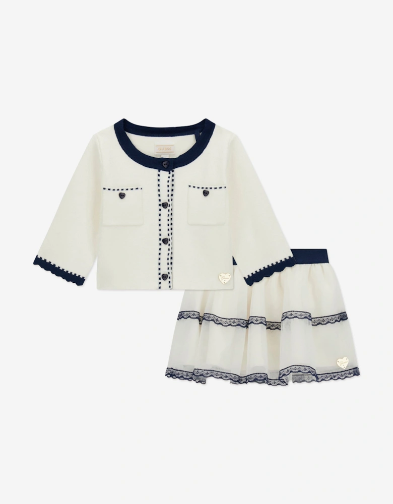 Baby Girls Cardigan and Tulle Skirt Set in Ivory