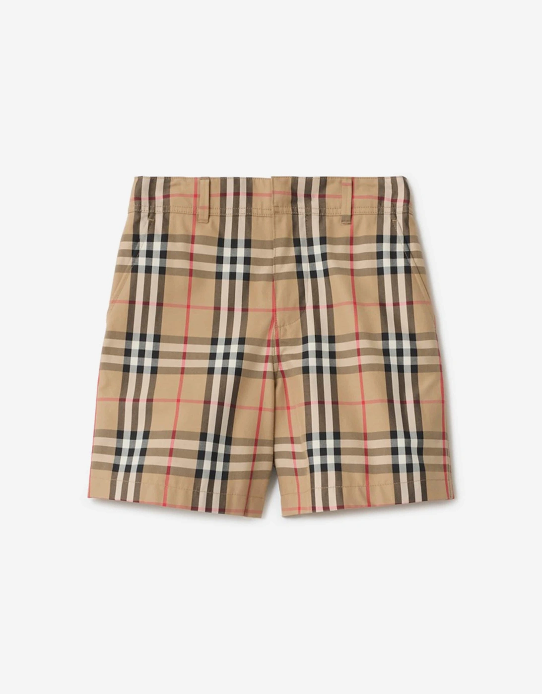 Boys Oscar Check Cotton Oxford Shorts in Beige, 4 of 3